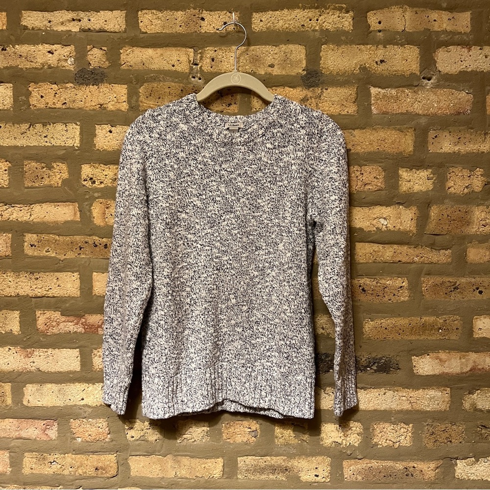 LL Bean Women's Cotton Ragg Sweater, Crewneck; size small; blue/white